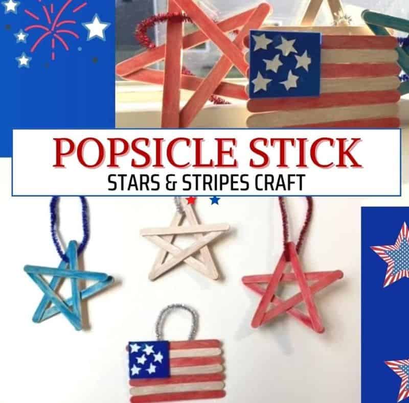 Kids Popsicle Stick Stars and Stripes Flag Craft for 4th Of July