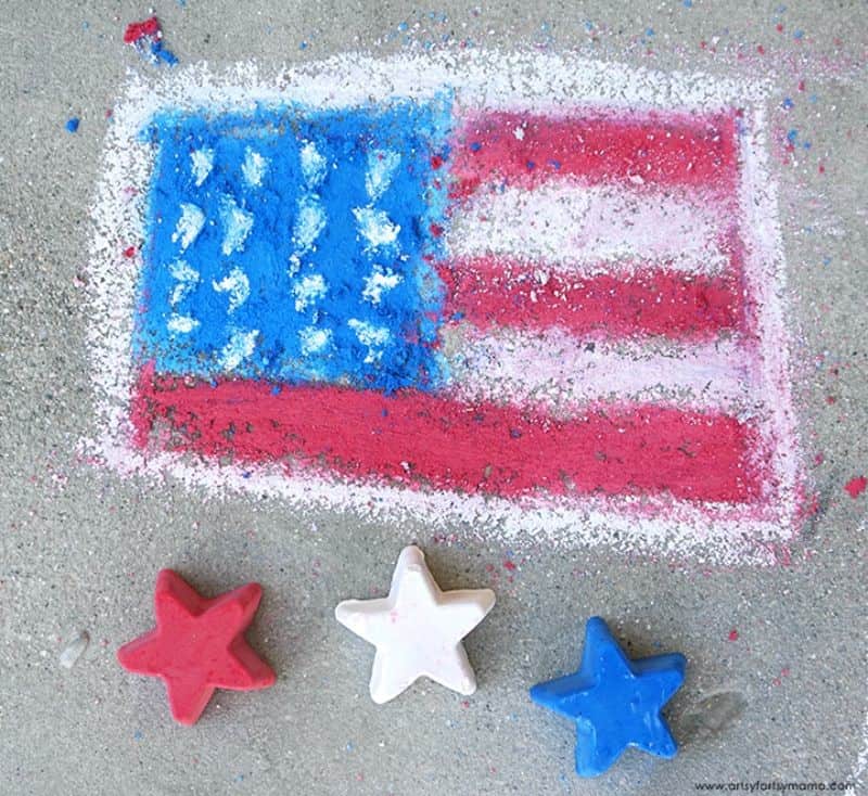 DIY red, blue and white chalk