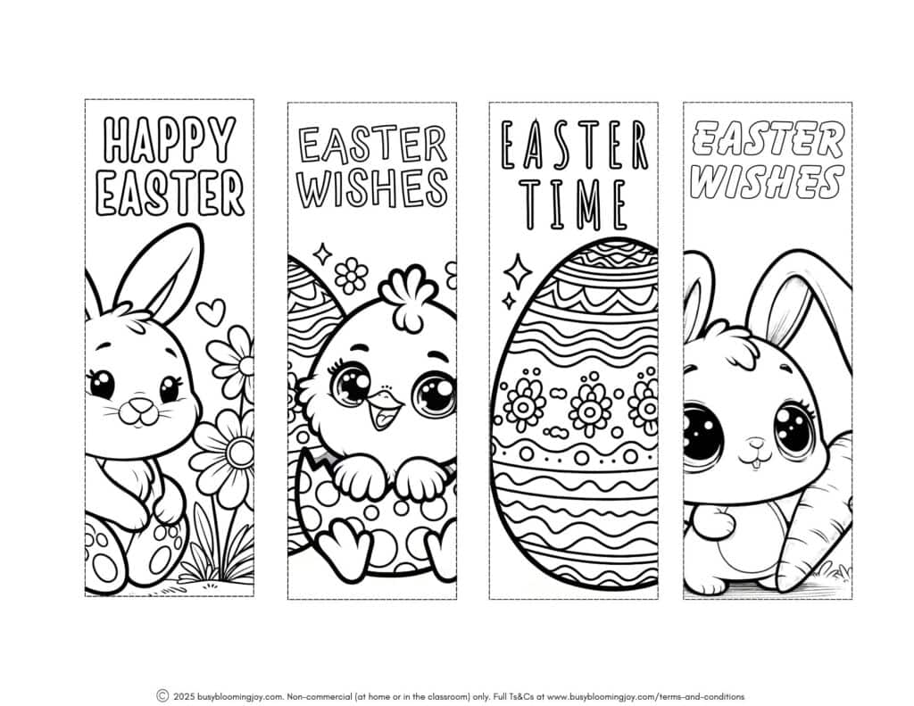 8 FREE Printable Easter Bookmarks For Kids To Color
