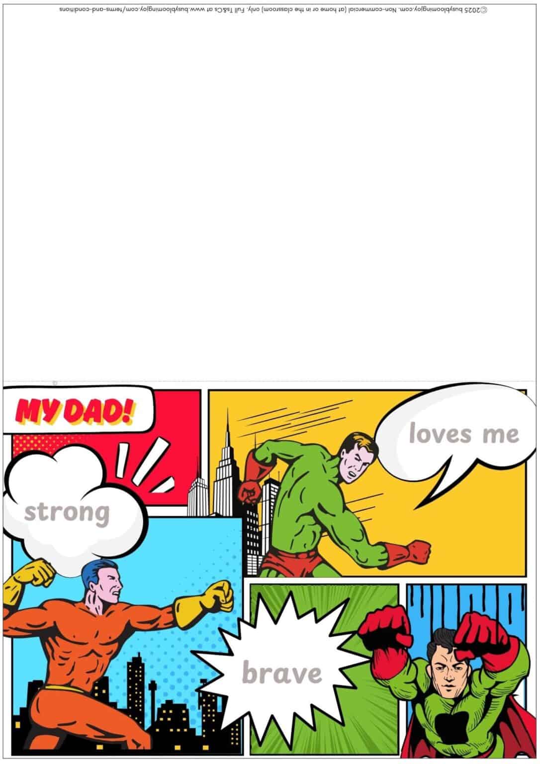 2 Free Printable Superhero Cards for Dad For Birthday or Father's Day