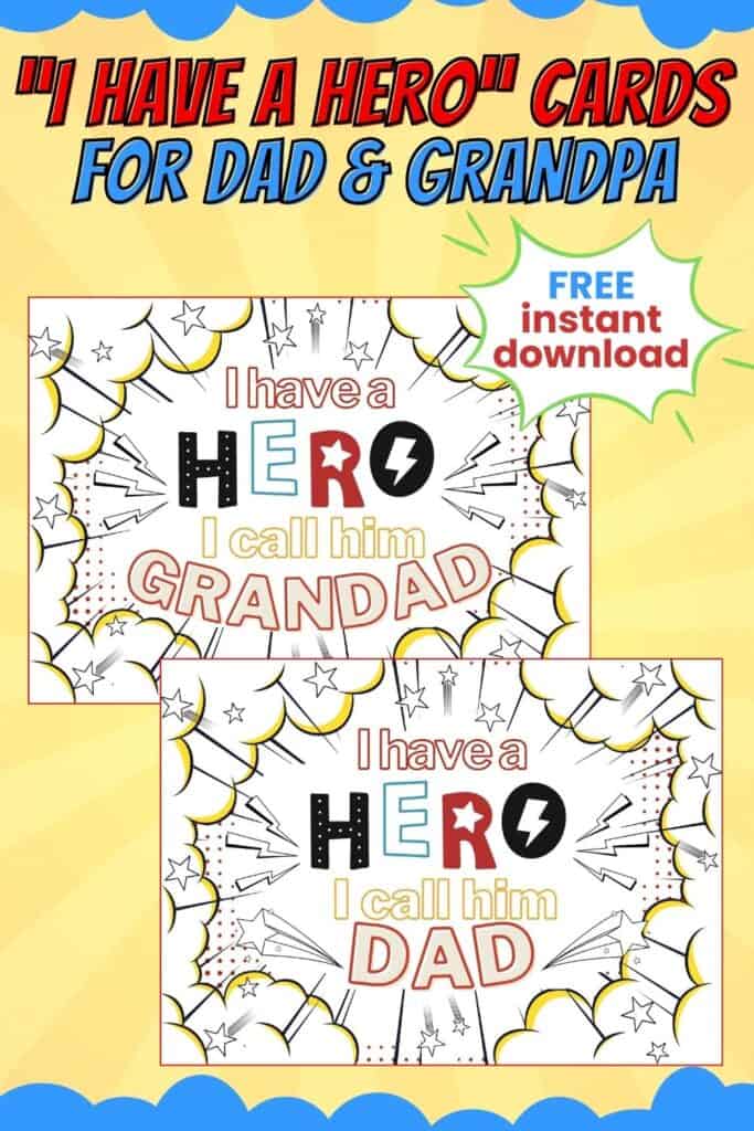 my dad is a superhero printable card+feature image