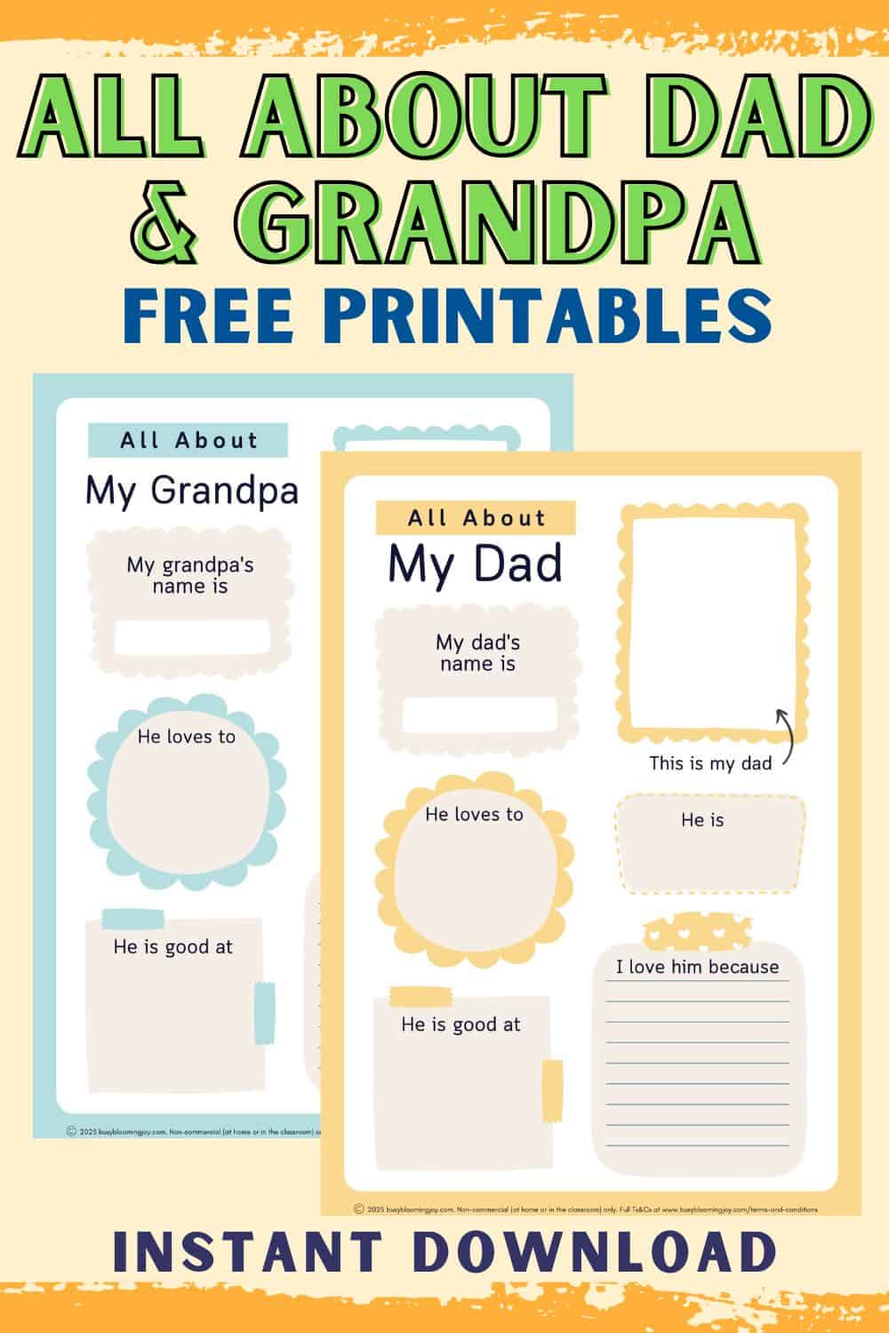 all about my dad or grandpa free printable+feature image