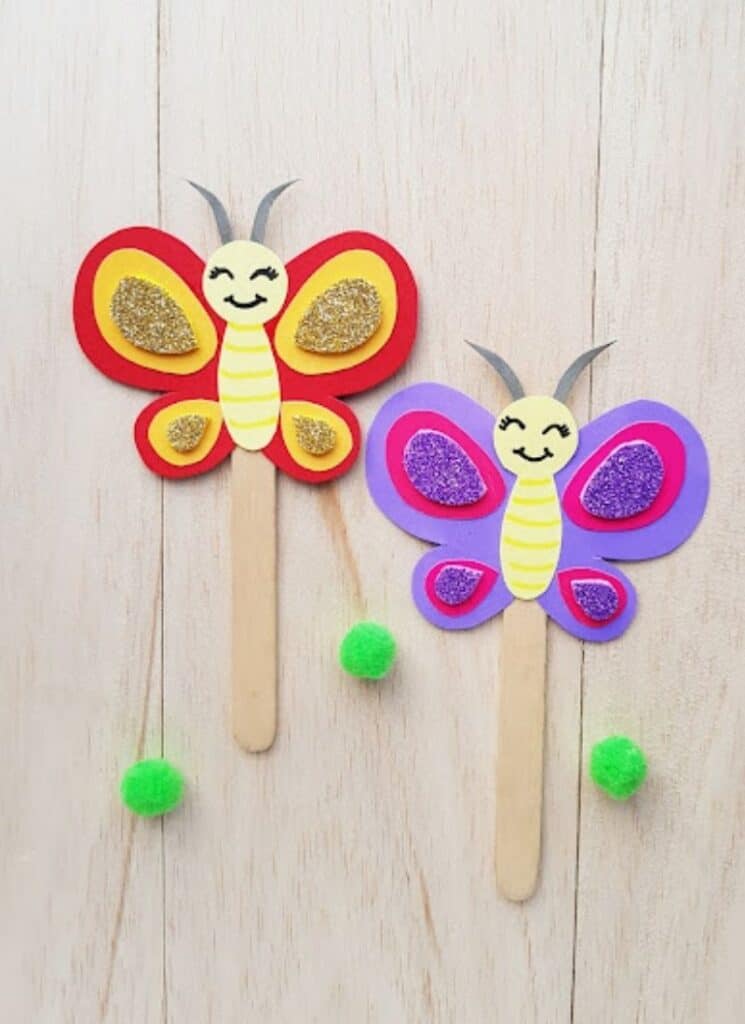 Butterfly Puppet on a stick summer craft