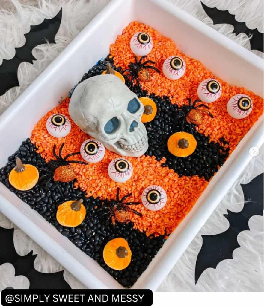 skull halloween sensory bin activity