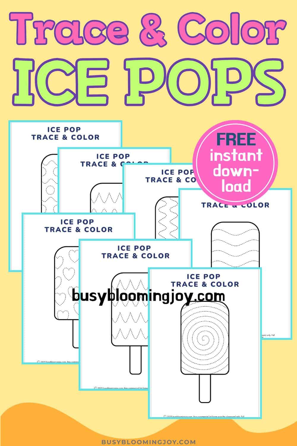 trace & color ice pops printable worksheet