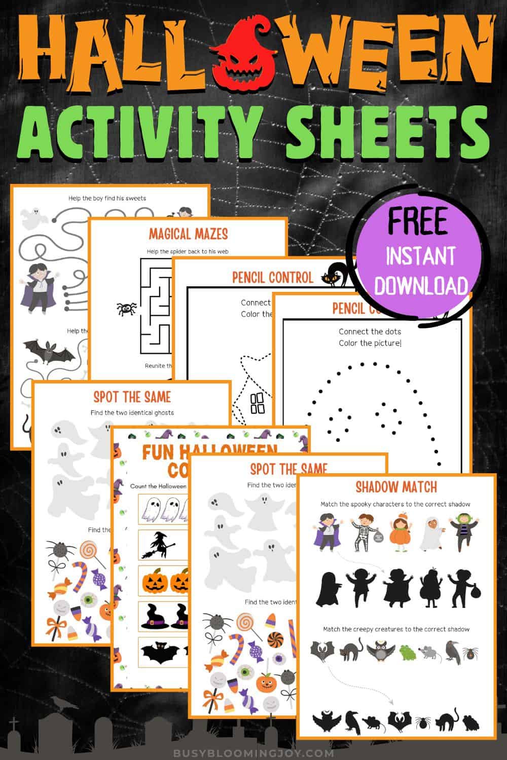 Halloween free printable activity sheets feature image
