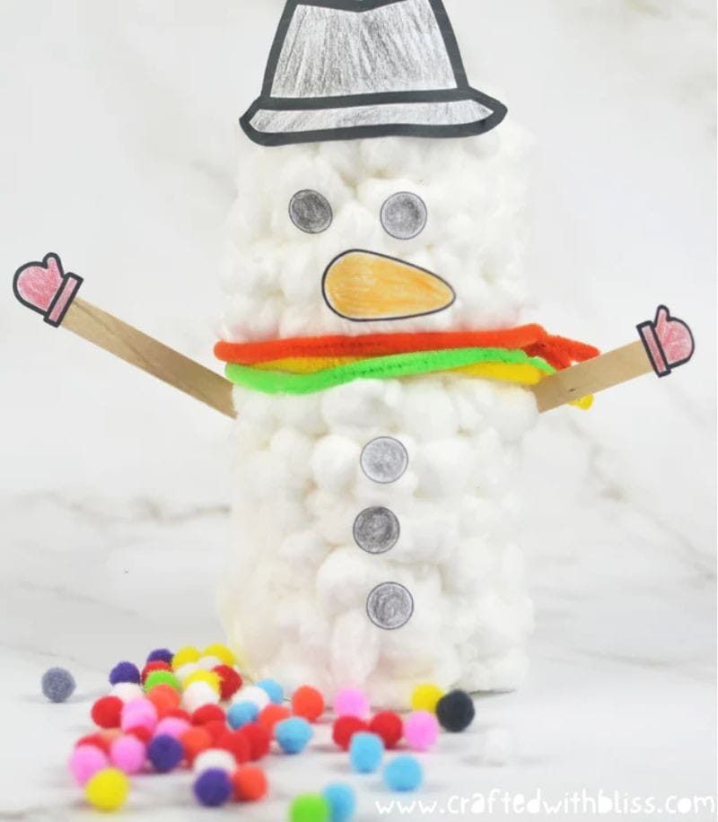 Fluffy Snowman Craft For Kids