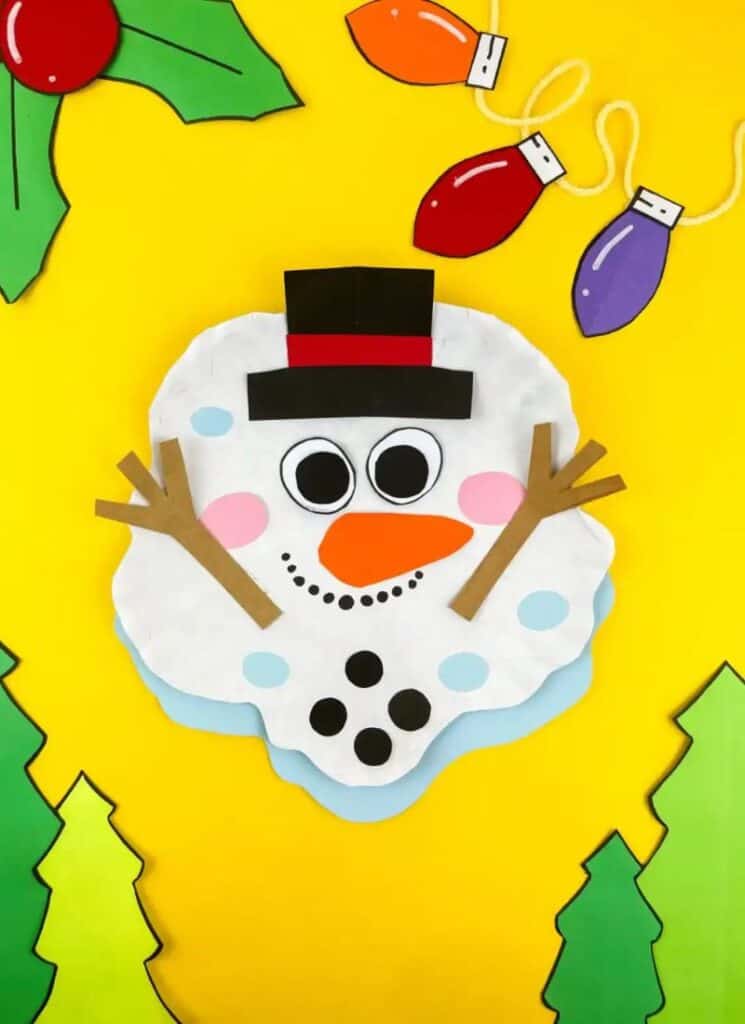 paper plate melted snowman