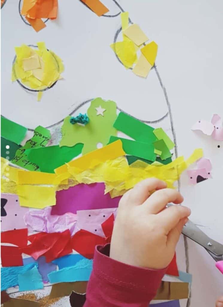 Shredded Paper Easter Egg Collage