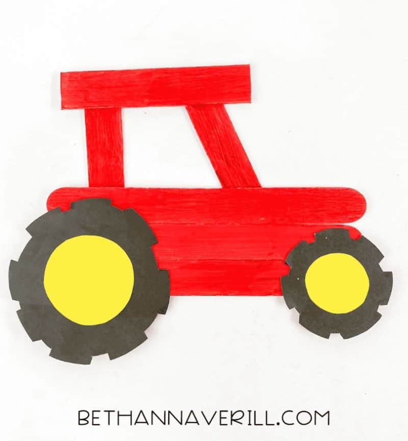 tractor made out of popsicle sticks