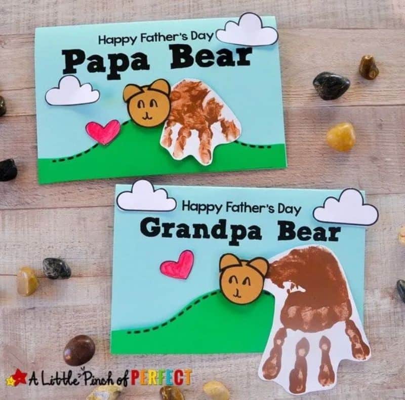 Papa Bear Handprint Father's Day Craft with FREE Template