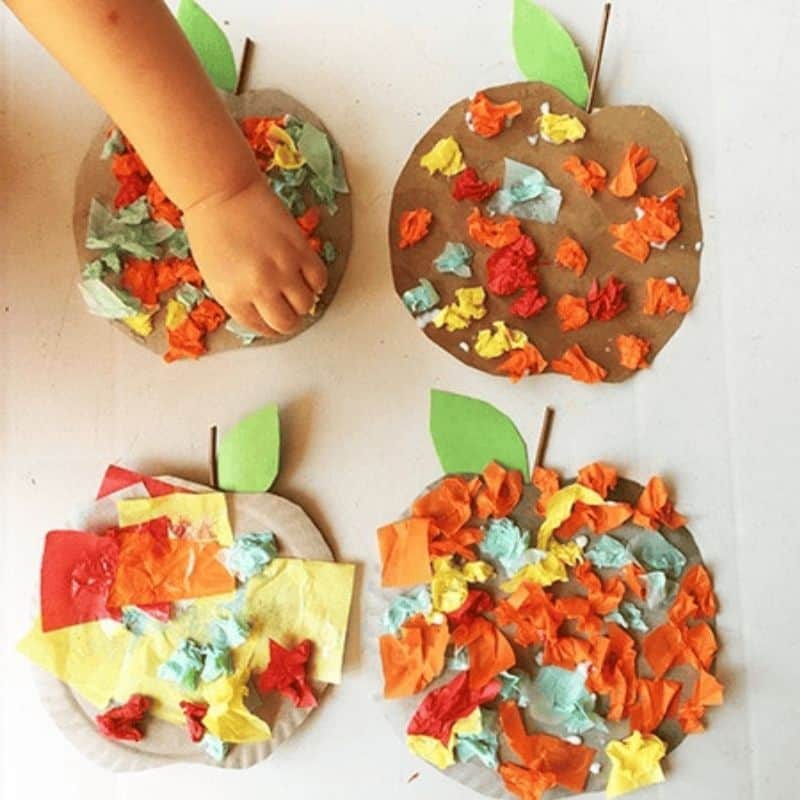 east tear, scrunch and stick toddler activity for indoors