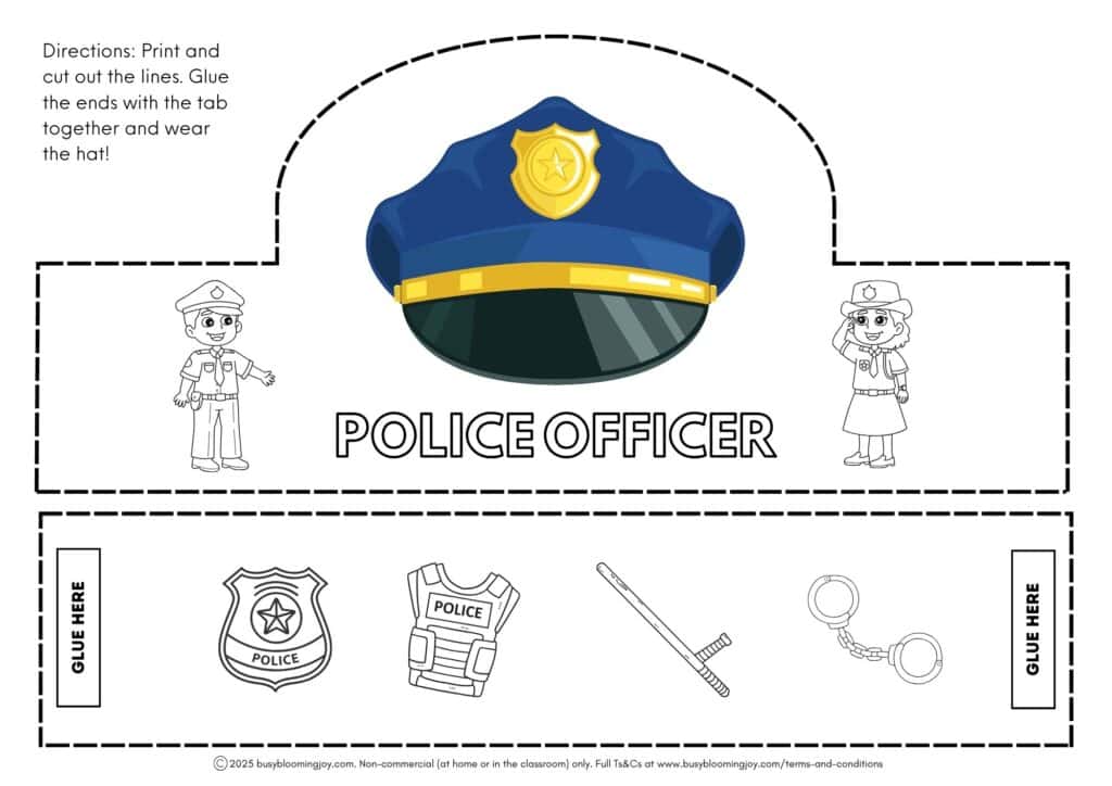 Free printable police hat craft