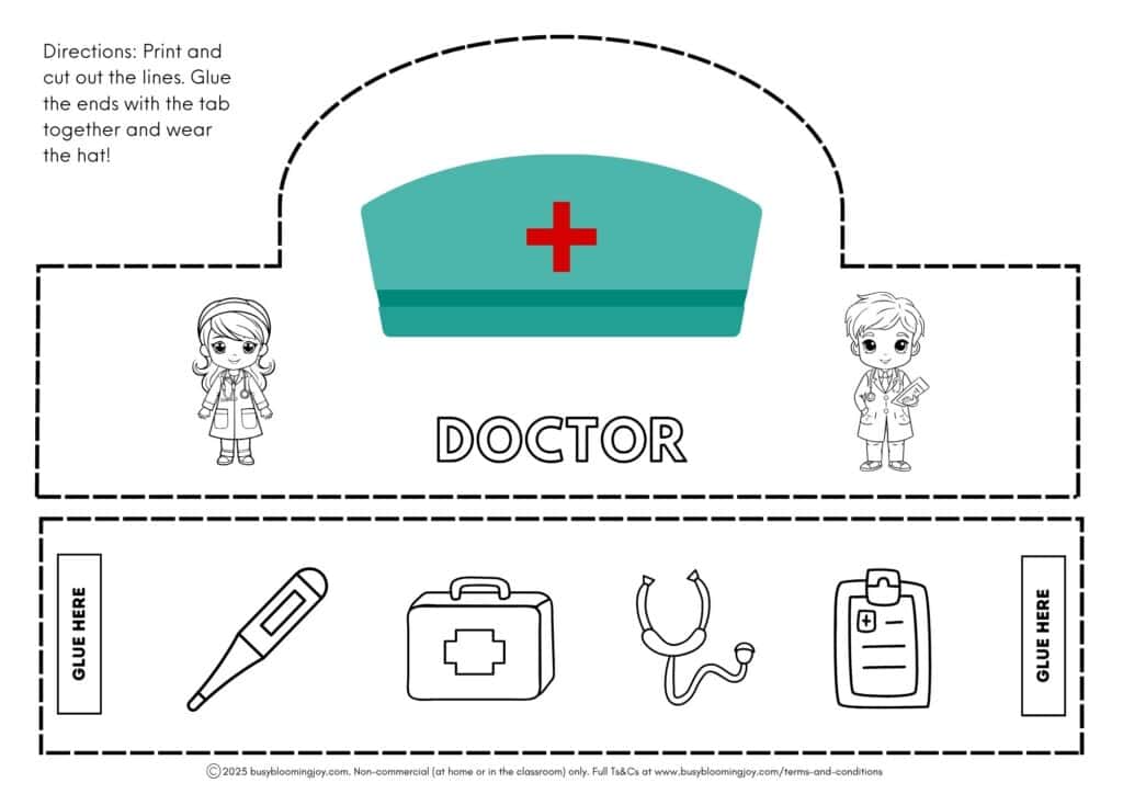 Free printable hat craft for doctor