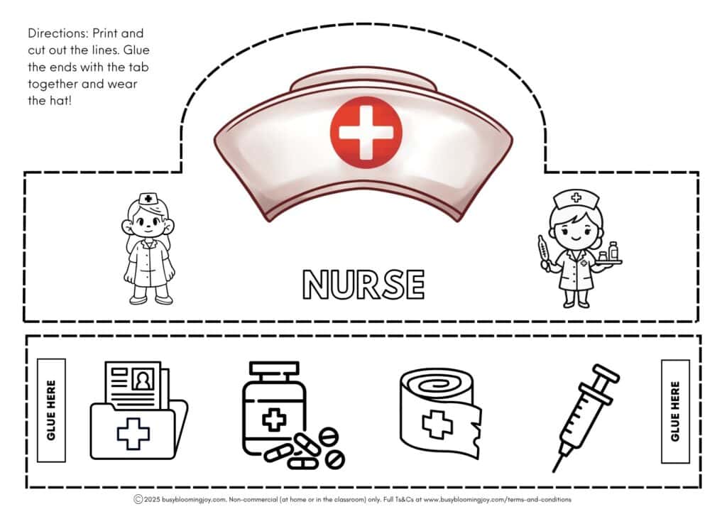 nurse Community helper hat craft and activity