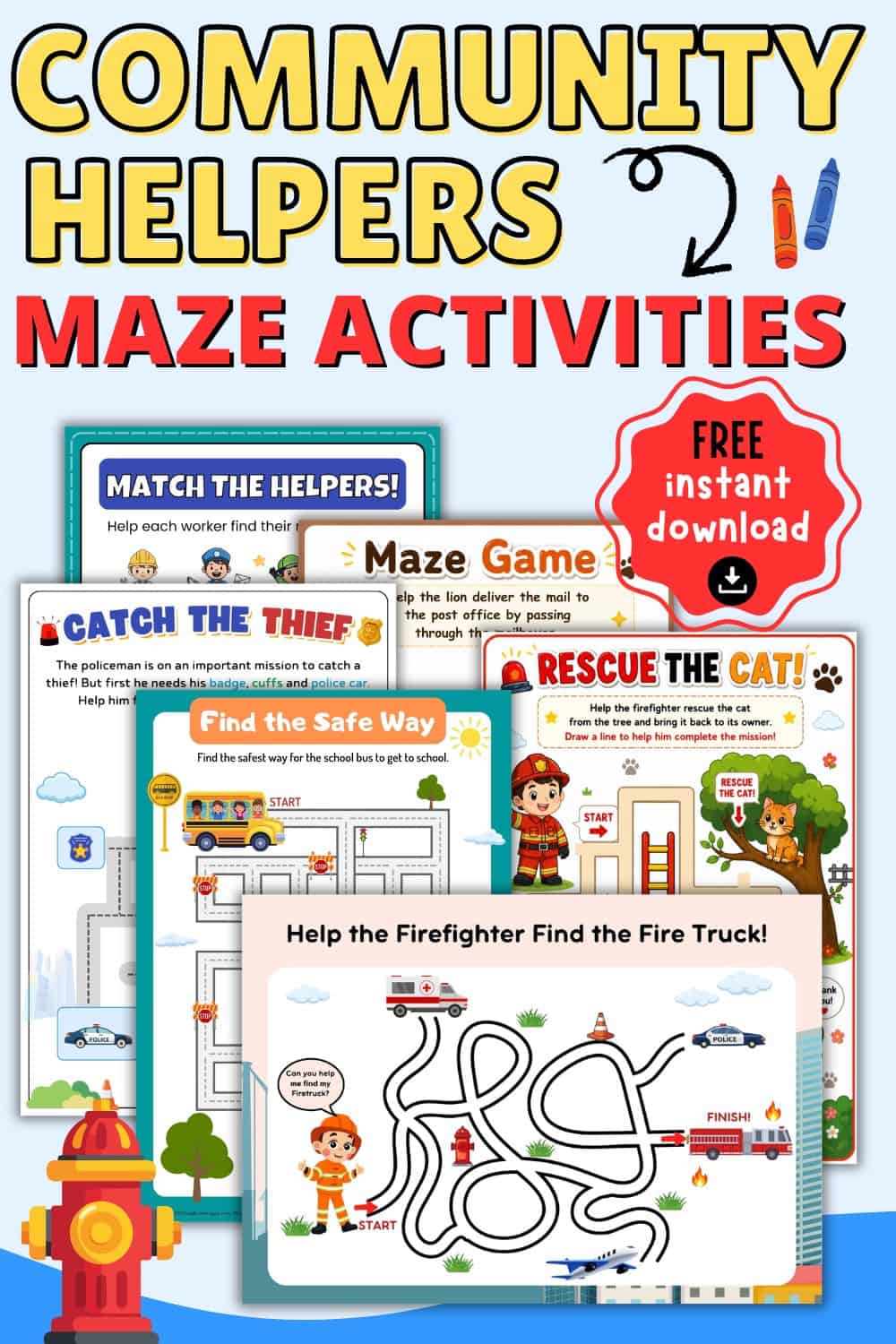 FREE Printable Community Helper Mazes feature image