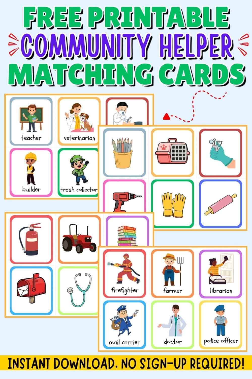 Free printable matching cards feature image