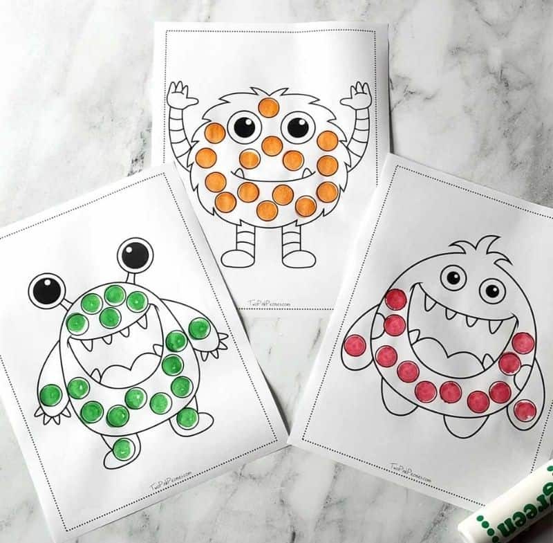 Monster Dot Marker Pages