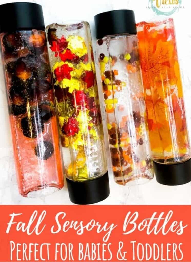 Fall Sensory Bottle (Leaves, Acorns & Pony Beads)
