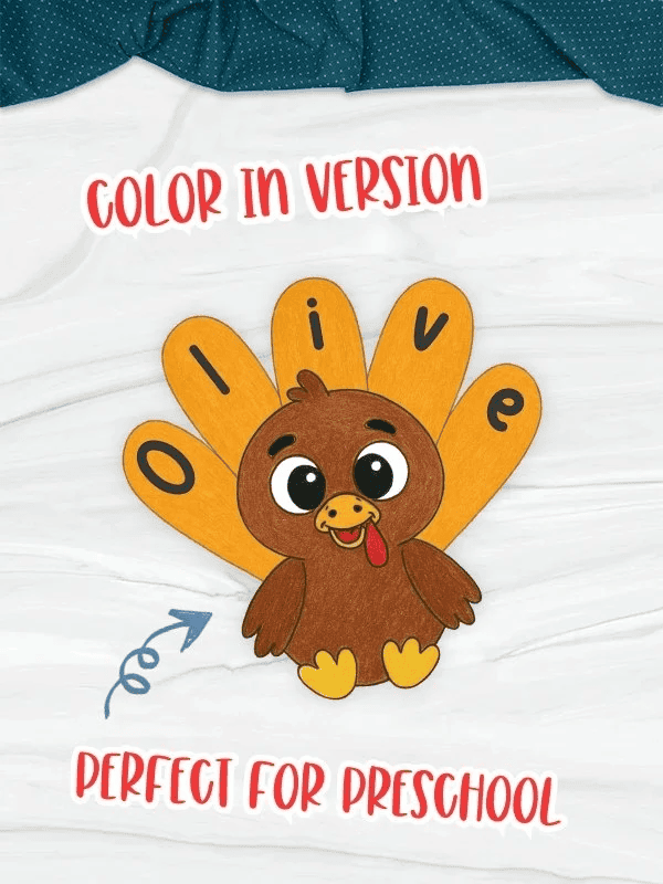 name spelling turkey craft for preschoolers
