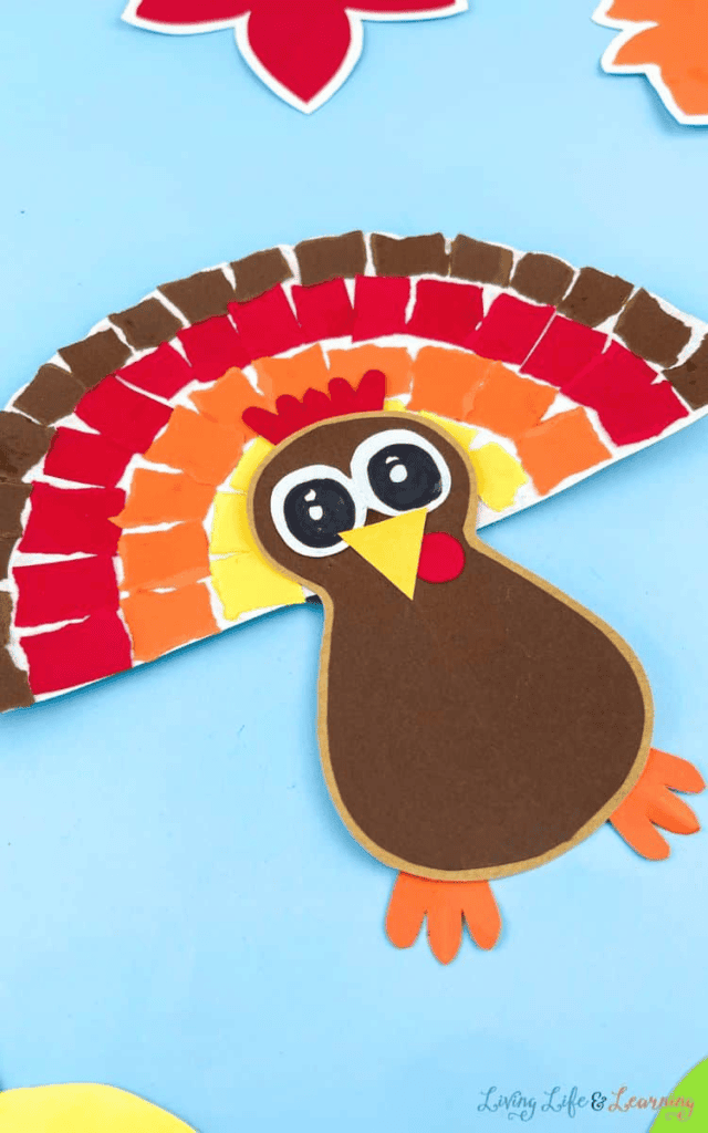 scrap paper paper plate thanksgiving turkey craft