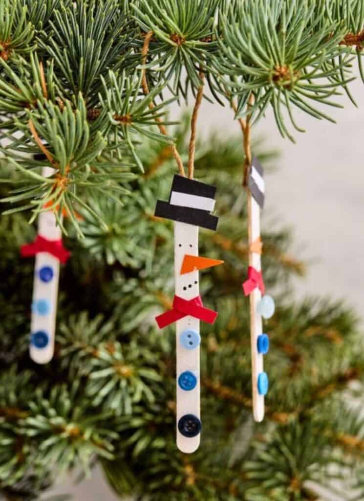 Popsicle Stick Snowman Ornament