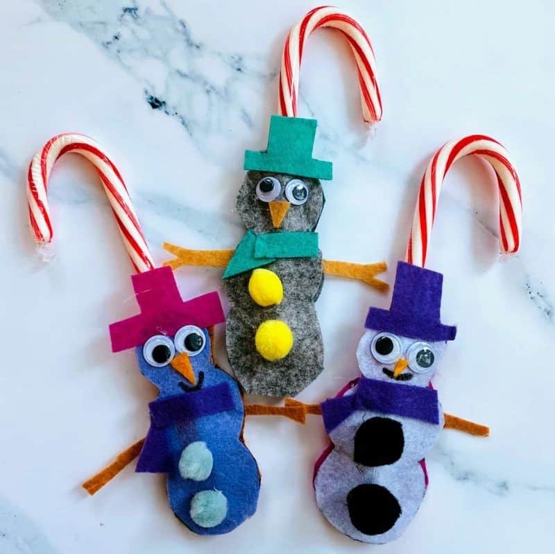 Felt Snowman Candy Cane Holders