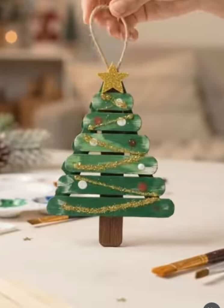 painted christmas tree popsicle stics