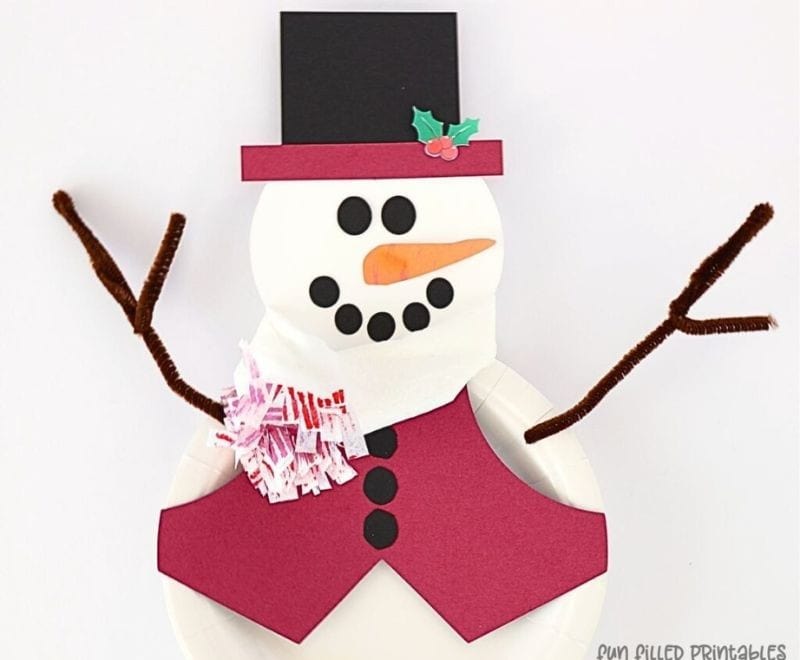 DIY Paper Plate Snowman (Printable)