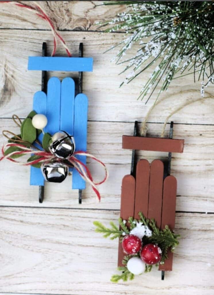 Popsicle Stick Sled Ornament